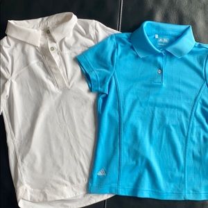 Girls lululemon Ivivva and adidas golf shirts